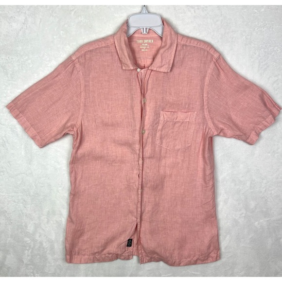 Todd Snyder Other - Todd Snyder Linen Button Up Shirt Mens Small Pink Short Sleeve Pocket Somelos
